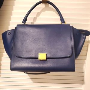Celine Trapeze Royal Blue Leather Satchel